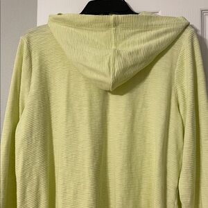 J. Jill Light Lime Green Textured Comfy Cotton Hoodie with front pocket